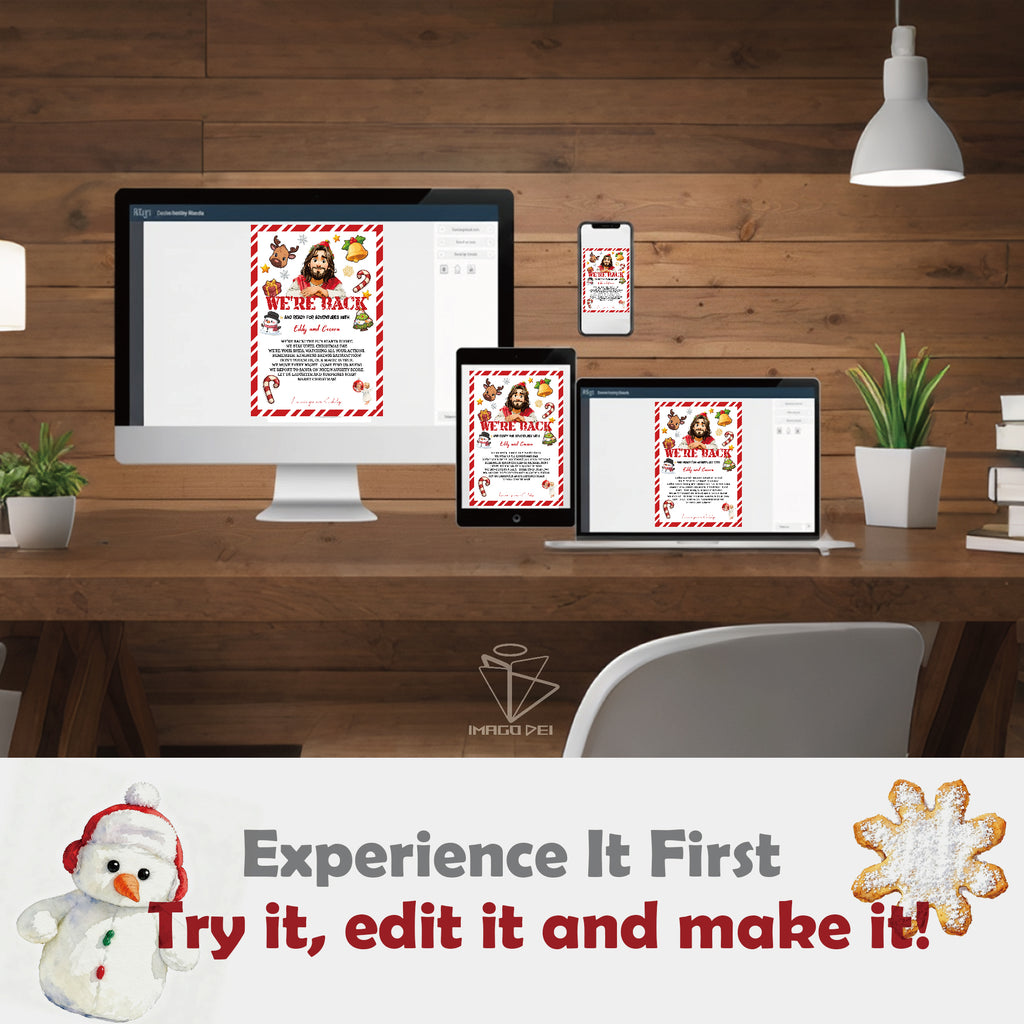 We're Back Letter, Jesus Christian Kids Note, Religious Arrival Card (Printable Digital Template 0008-1)