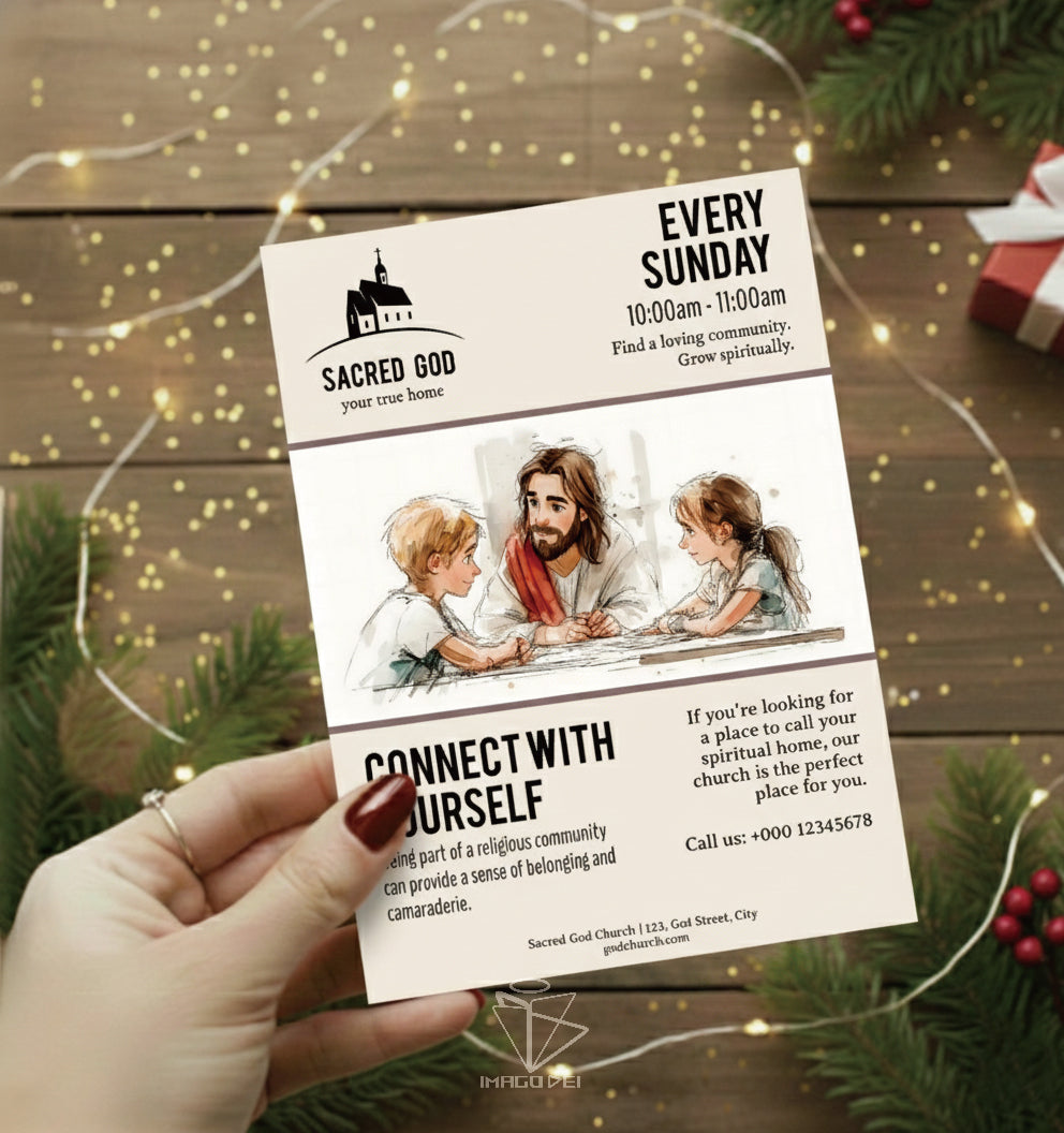 Church Sunday Service Flyer, Religious Invitation Template, Worship Event Poster (Printable Digital Template 0009)