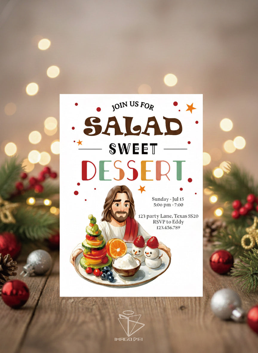 可编辑圣诞贺卡：圣诞老人来信、耶稣、气球和精灵的到来（可打印数字模板 0016）