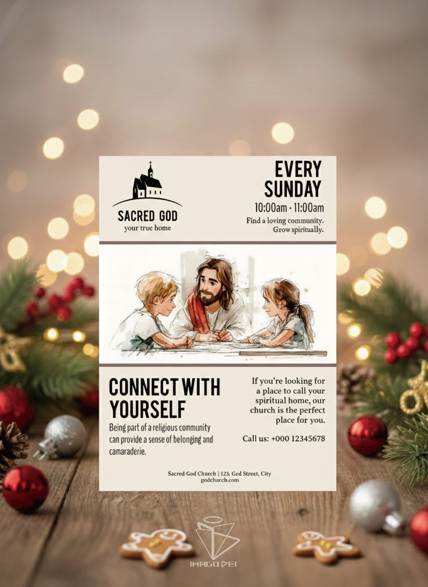 Church Sunday Service Flyer, Religious Invitation Template, Worship Event Poster (Printable Digital Template 0009)