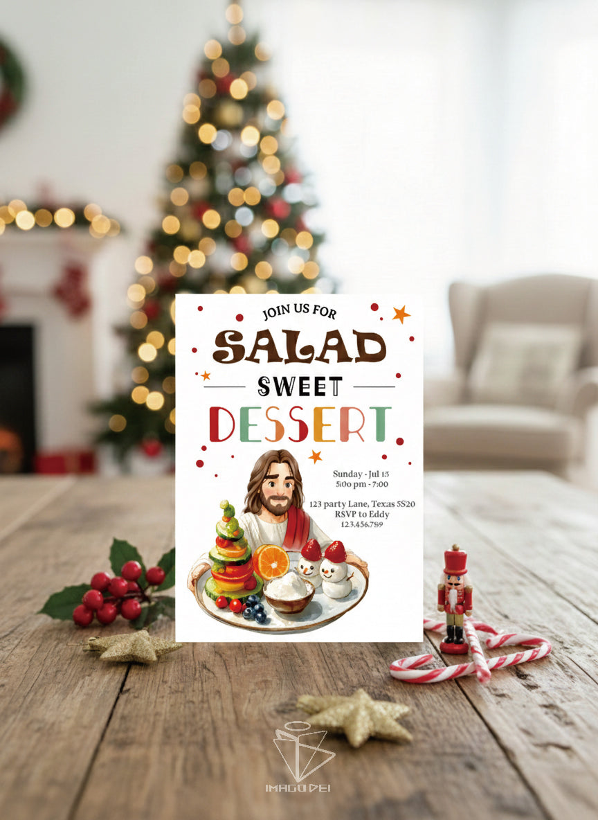 可编辑圣诞贺卡：圣诞老人来信、耶稣、气球和精灵的到来（可打印数字模板 0016）