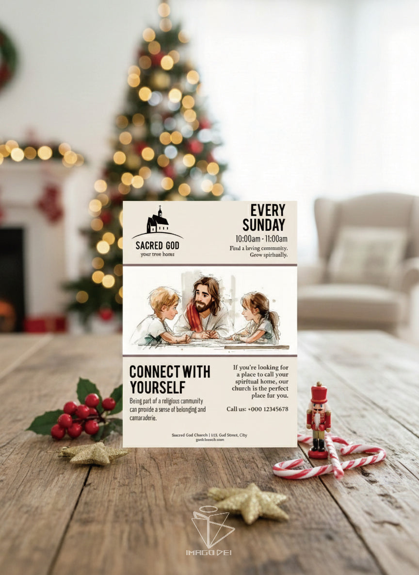 Church Sunday Service Flyer, Religious Invitation Template, Worship Event Poster (Printable Digital Template 0009)