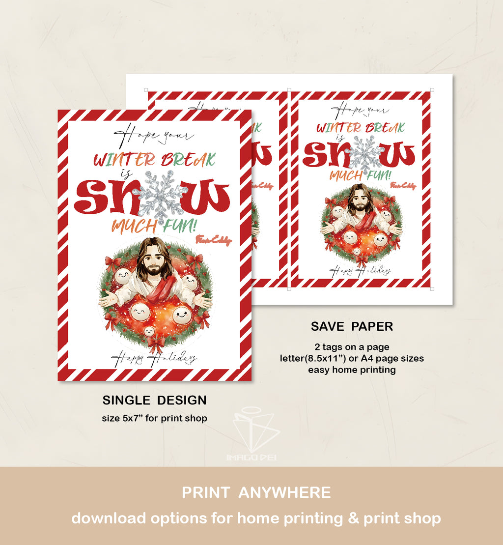 Jesus Christmas Pudding Card, Religious Holiday Art, Christian Xmas Greeting (Printable Digital Template 0007)