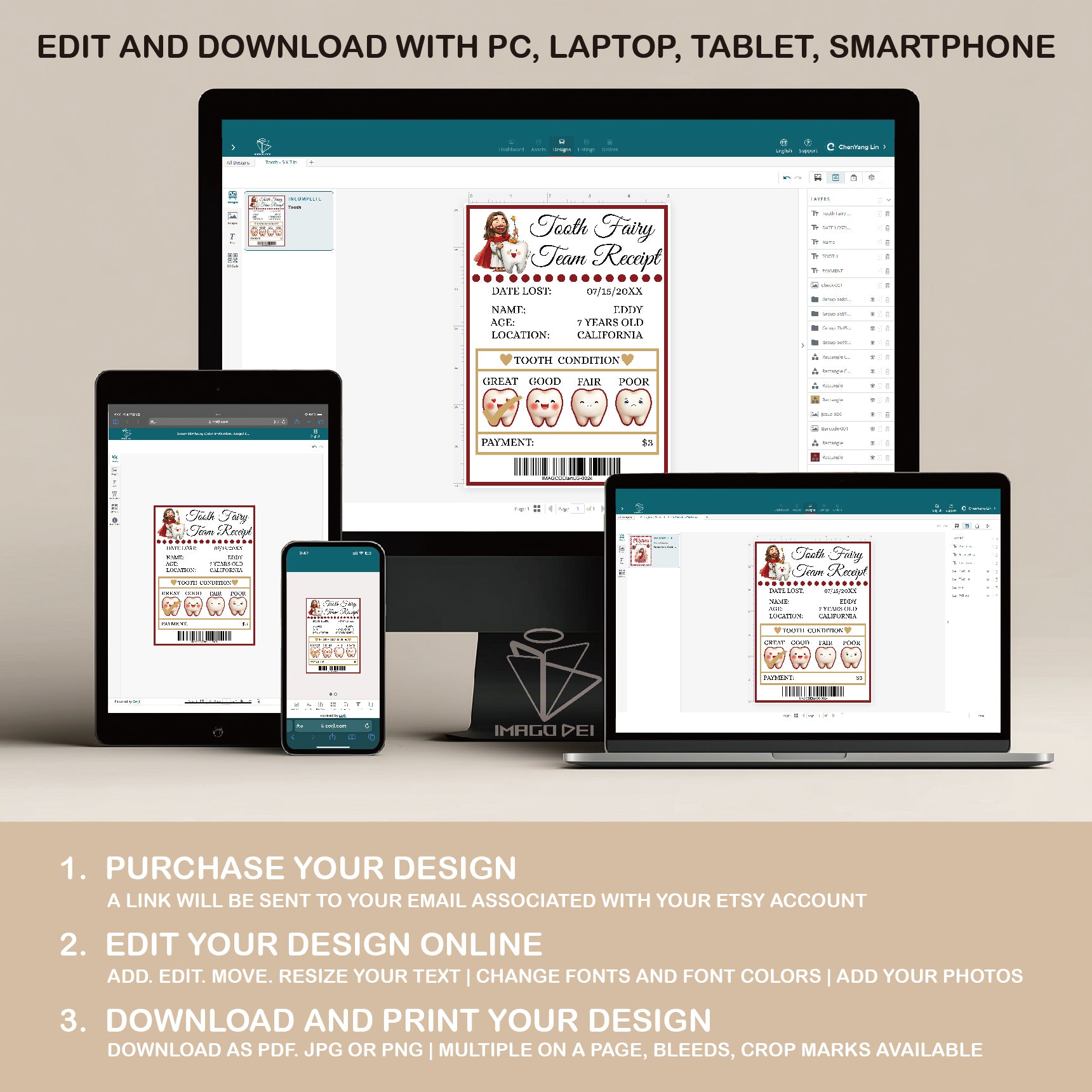 可编辑圣诞贺卡：圣诞老人来信、耶稣、气球和精灵的到来（可打印数字模板 0016）