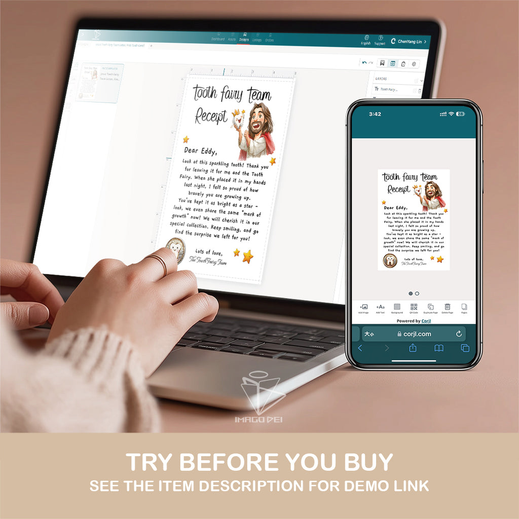 Jesus Tooth Fairy Team Letter, First-Tooth Certificate, Christian Kids Receipt (Printable Digital Template 0024)